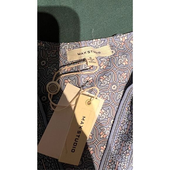 MAX STUDIO CREPE WRAP BLOUSE 3/4 SLEEVE TIE FRONT WOMENS SZ S NEW - Picture 4 of 9